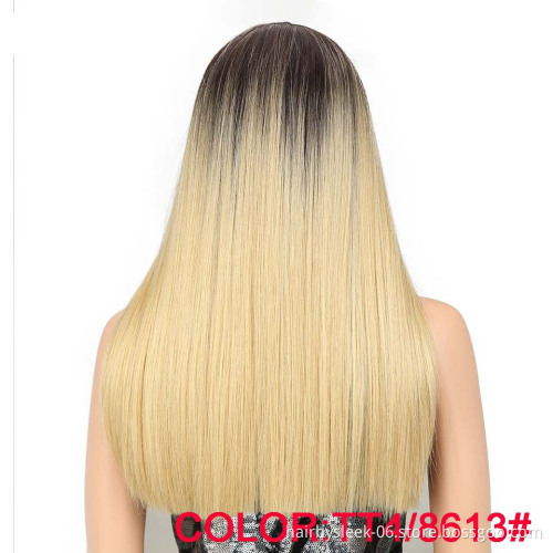 Magic Hair 20 Inch Synthetic Straight Hair Lace Front Wig Natural Hairline Heat Resistant Fiber Hair Middle Part For Black Women